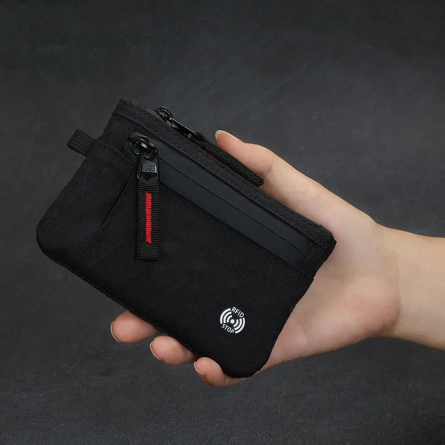 RFID Nylon Card Holder with Zipper and Secure Compact Carabiner Image