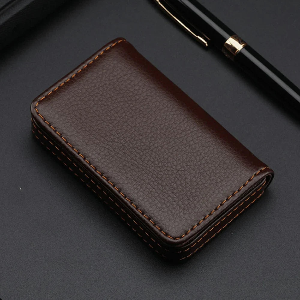 Hard Wallet in Faux Leather with Magnetic Closure for Business Cards
