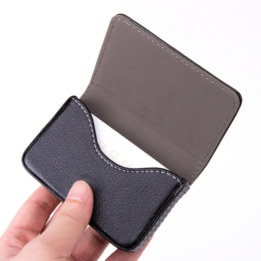 Hard Wallet in Faux Leather with Magnetic Closure for Business Cards