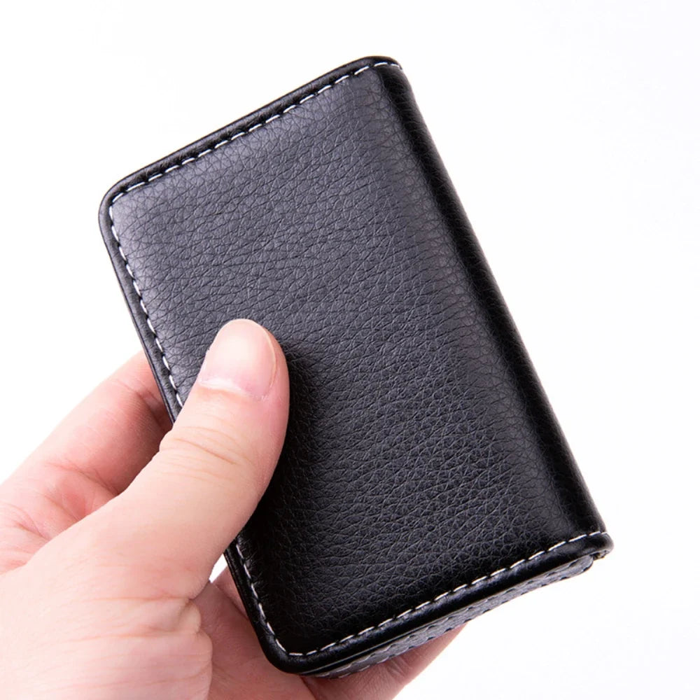 Hard Wallet in Faux Leather with Magnetic Closure for Business Cards Image