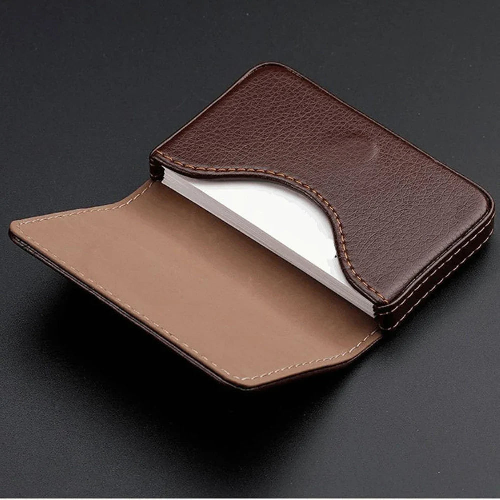 Hard Wallet in Faux Leather with Magnetic Closure for Business Cards