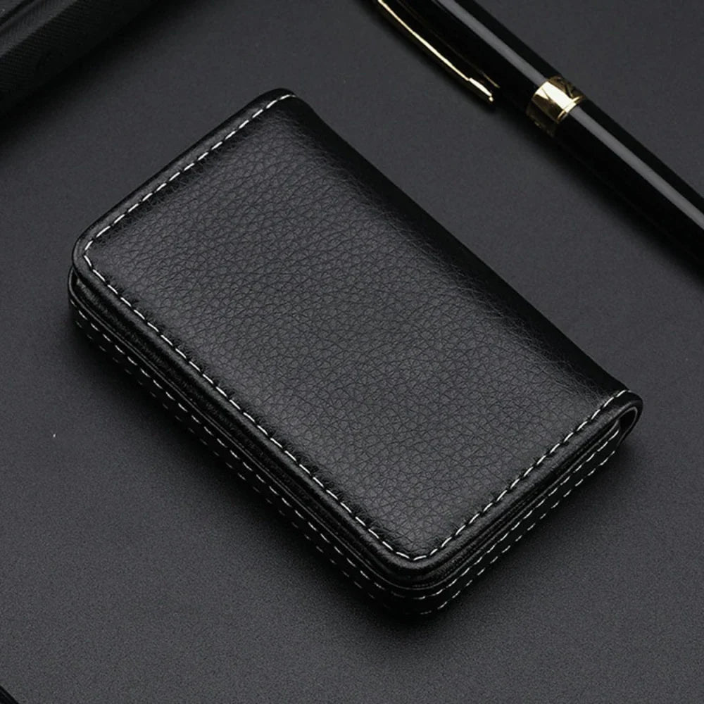 Hard Wallet in Faux Leather with Magnetic Closure for Business Cards