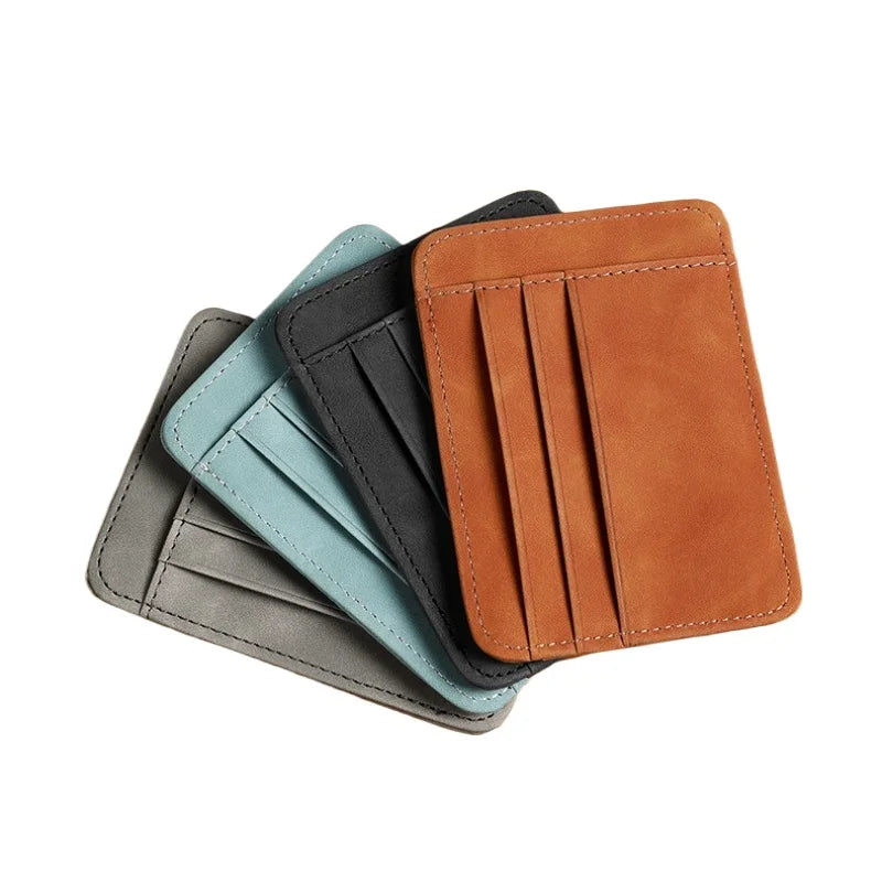 Ultra-slim faux leather card holder with multiple compartments for men and women