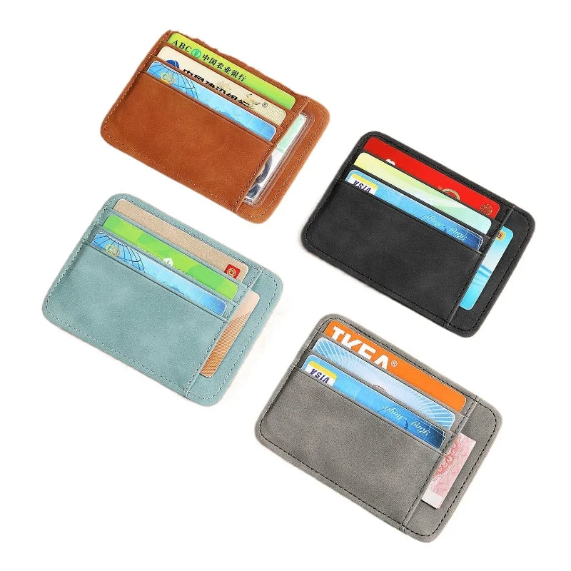 Ultra-slim faux leather card holder with multiple compartments for men and women