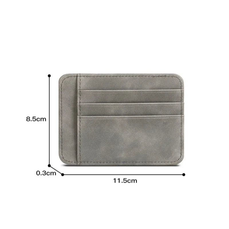 Ultra-slim faux leather card holder with multiple compartments for men and women