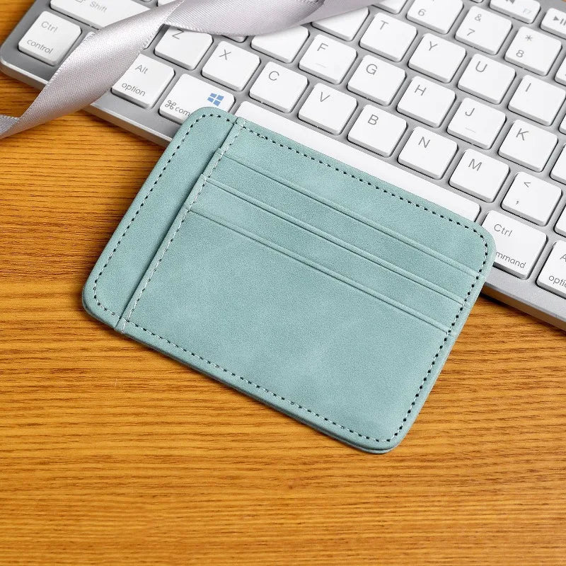 Ultra-slim faux leather card holder with multiple compartments for men and women