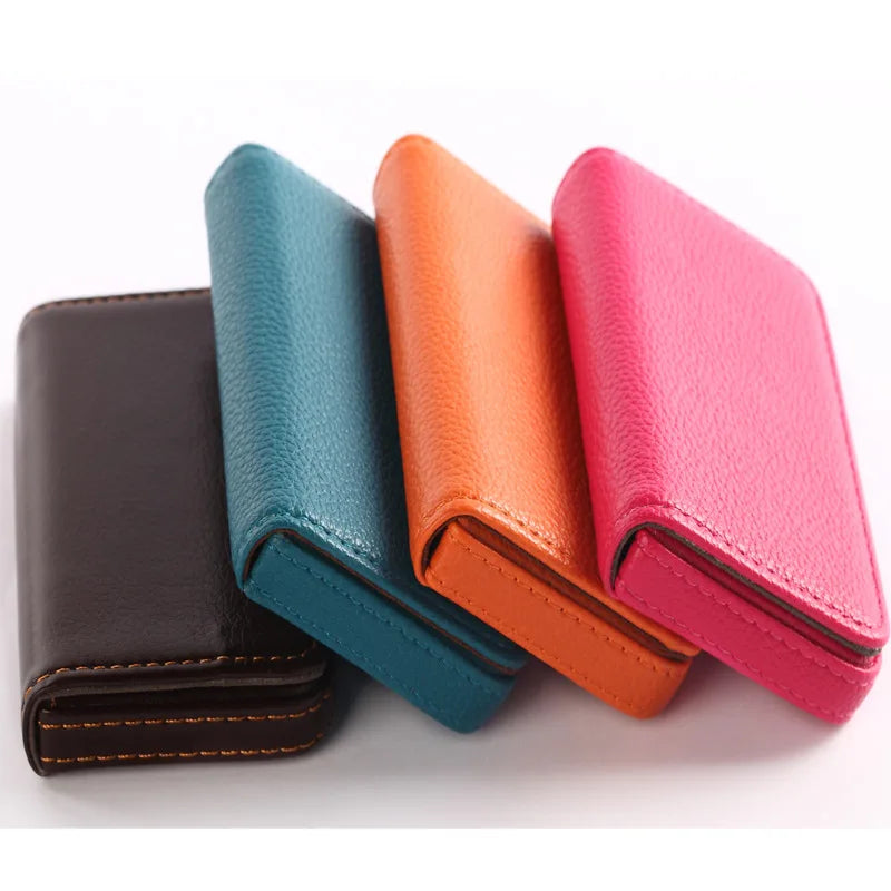 Elegant PU Leather Business Card Holder with Magnetic Closure