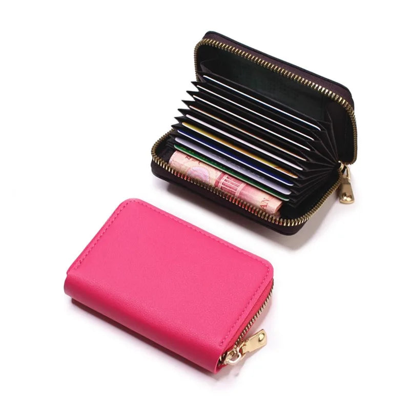 Compact Zippered Card Holder with 11 Slots – Secure Accordion Wallet