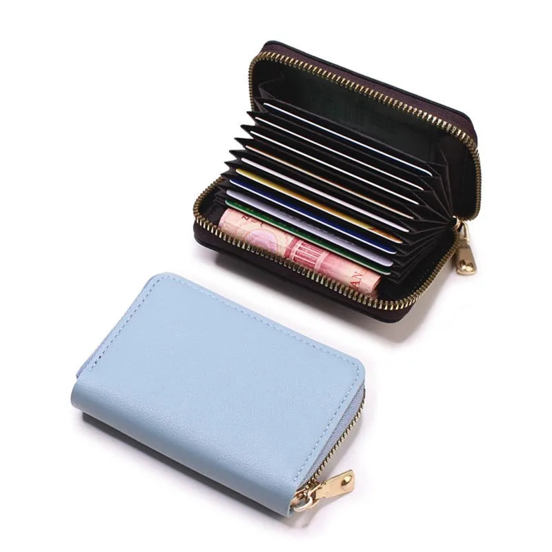 Compact Zippered Card Holder with 11 Slots – Secure Accordion Wallet