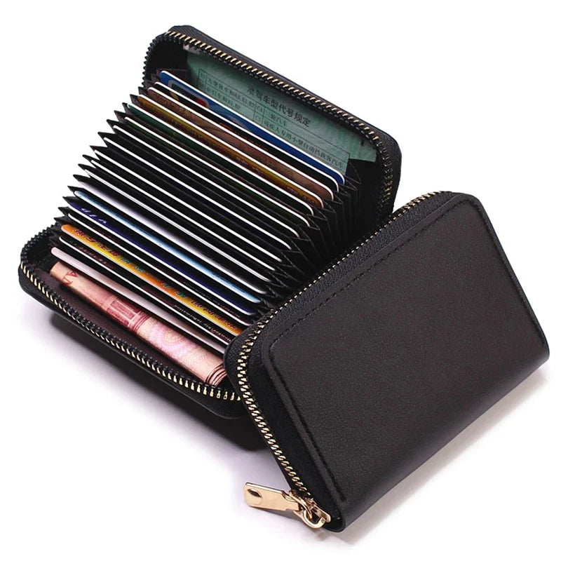 Compact Zippered Card Holder with 11 Slots – Secure Accordion Wallet