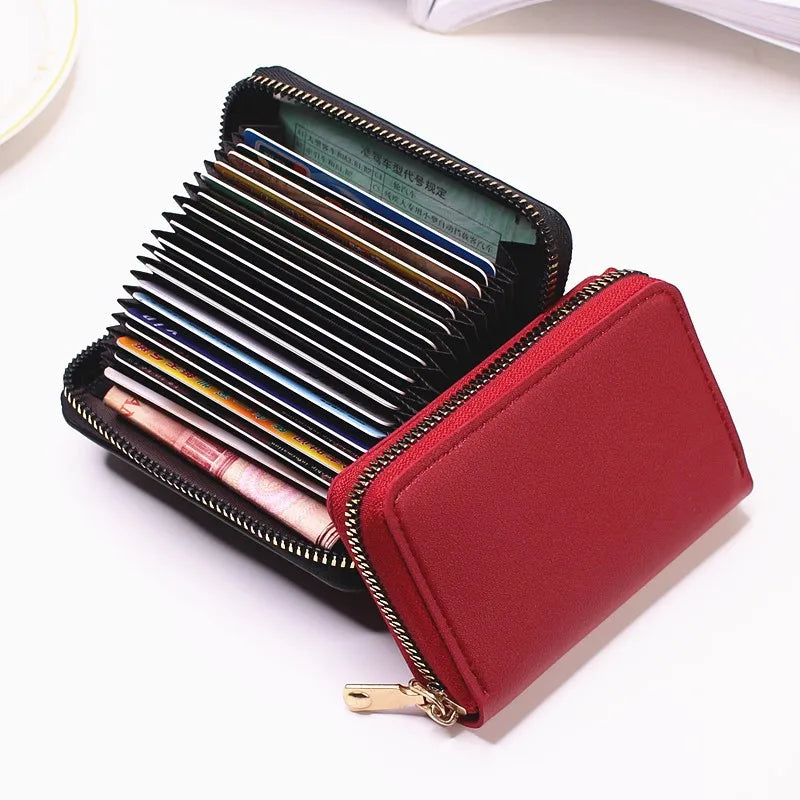 Compact Zippered Card Holder with 11 Slots – Secure Accordion Wallet Image