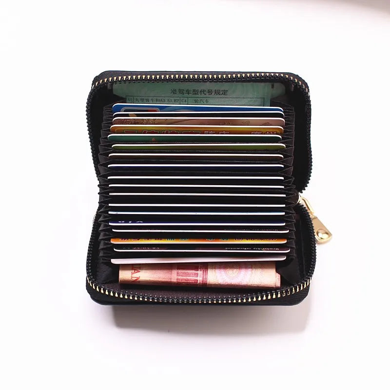 Compact Zippered Card Holder with 11 Slots – Secure Accordion Wallet Image