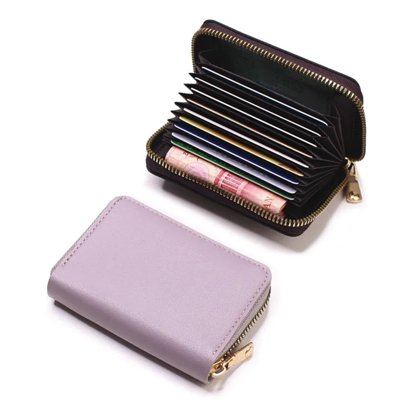 Compact Zippered Card Holder with 11 Slots – Secure Accordion Wallet