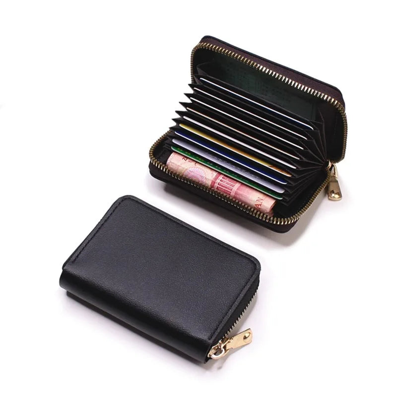 Compact Zippered Card Holder with 11 Slots – Secure Accordion Wallet