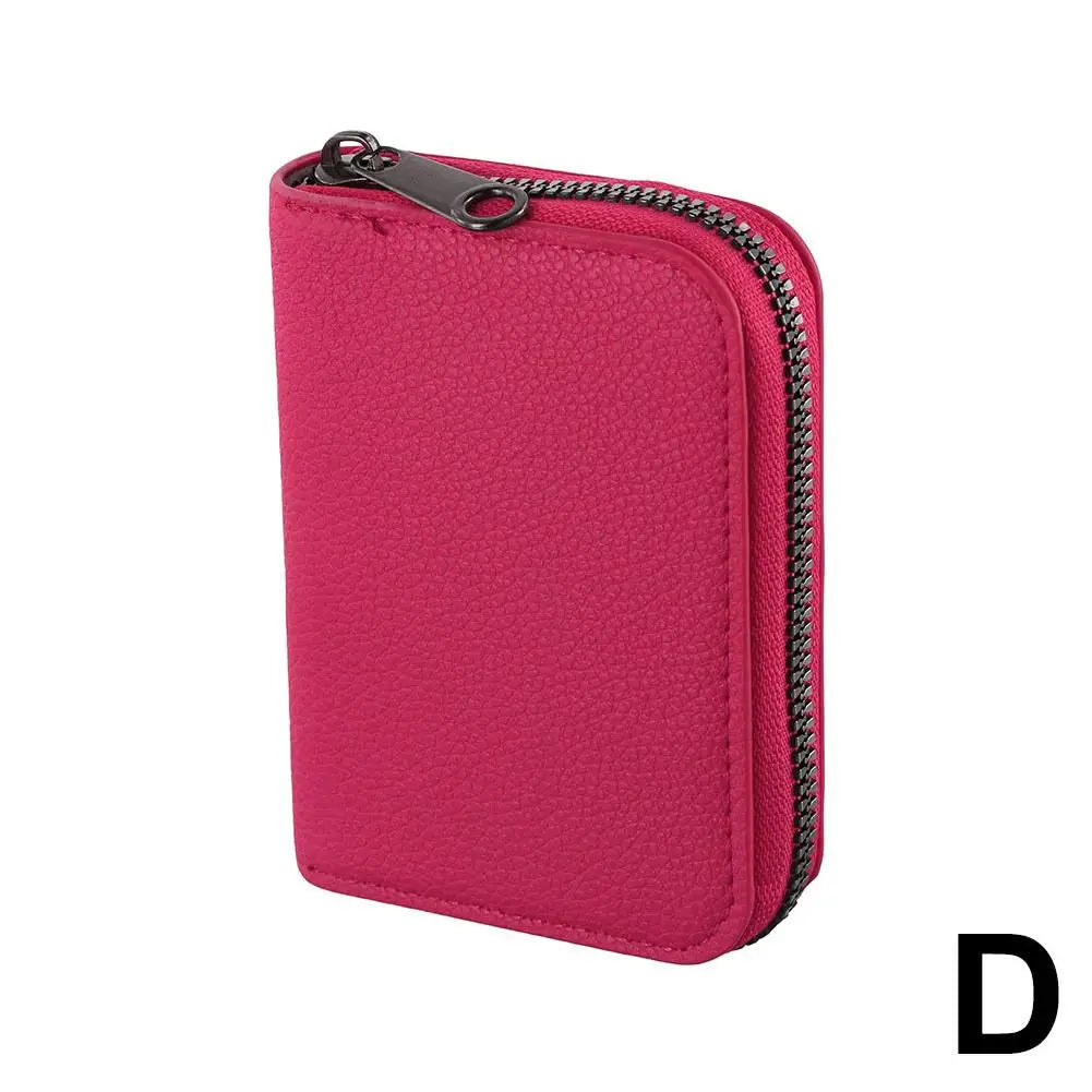 Compact Zip Wallet in Faux Leather with Unisex Accordion Compartments