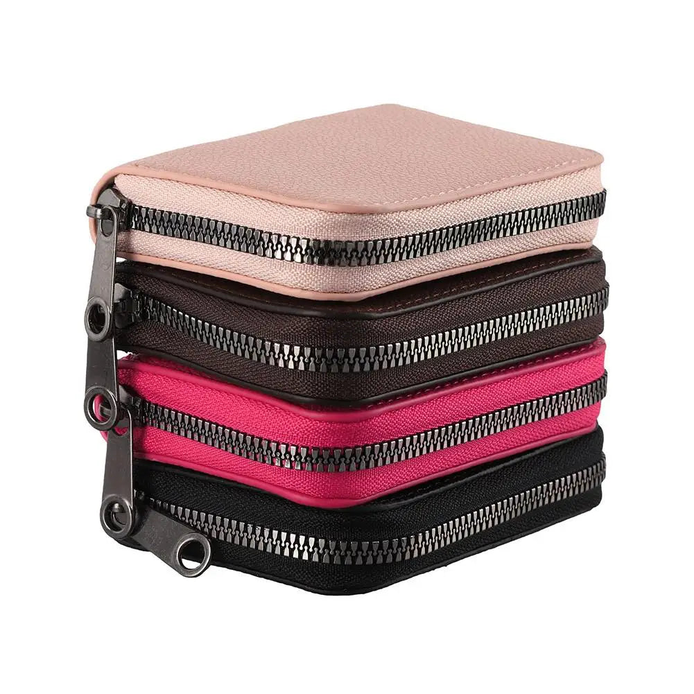 Compact Zip Wallet in Faux Leather with Unisex Accordion Compartments Image