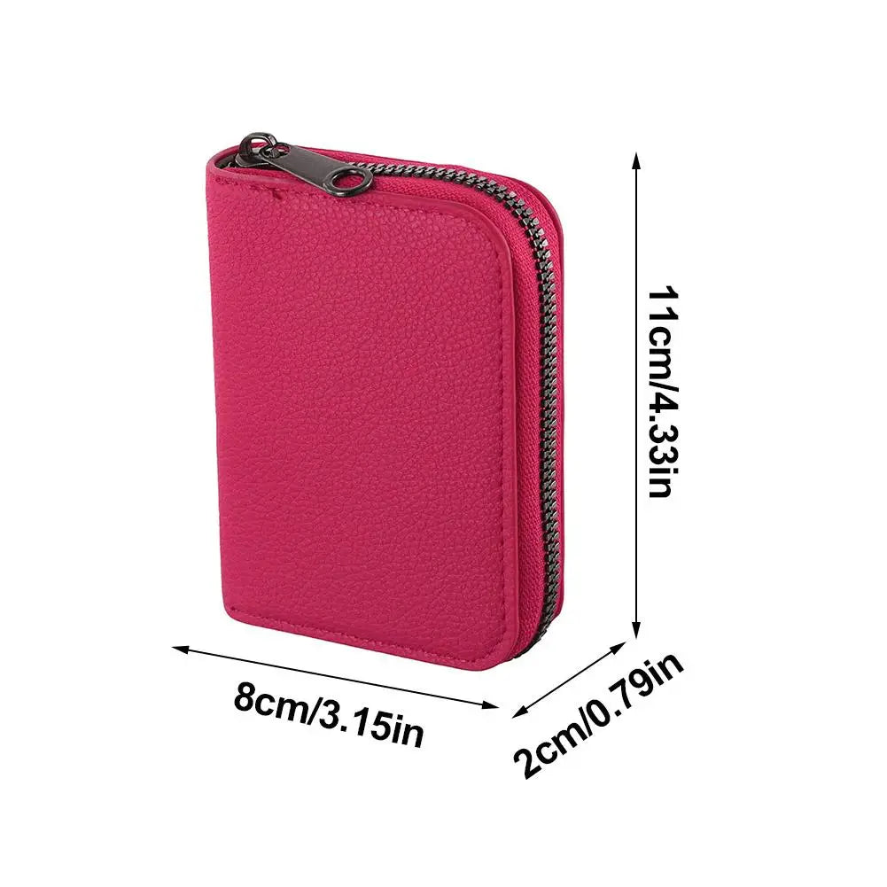 Compact Zip Wallet in Faux Leather with Unisex Accordion Compartments