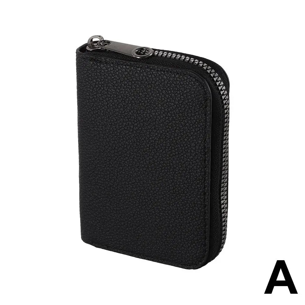 Compact Zip Wallet in Faux Leather with Unisex Accordion Compartments