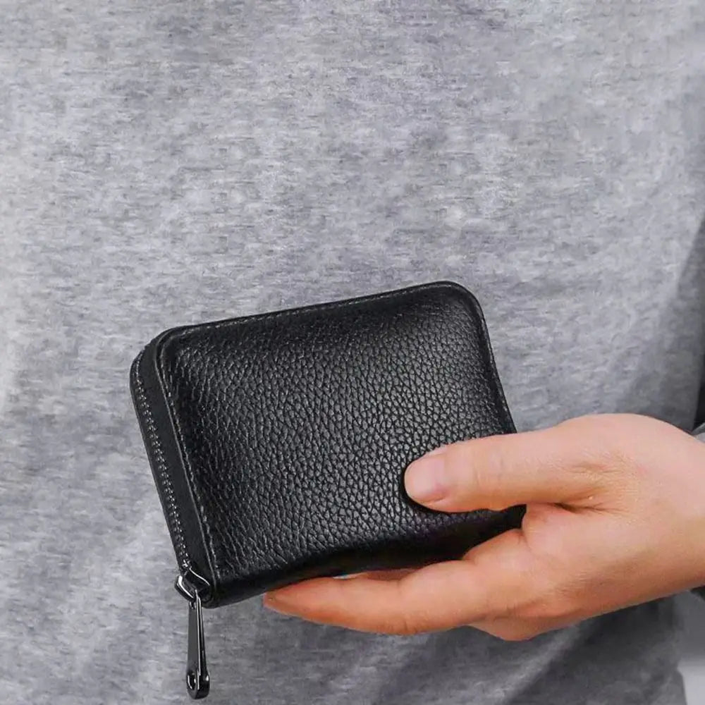 Large Capacity Zippered Card Holder with 20 Compartments in Faux Leather