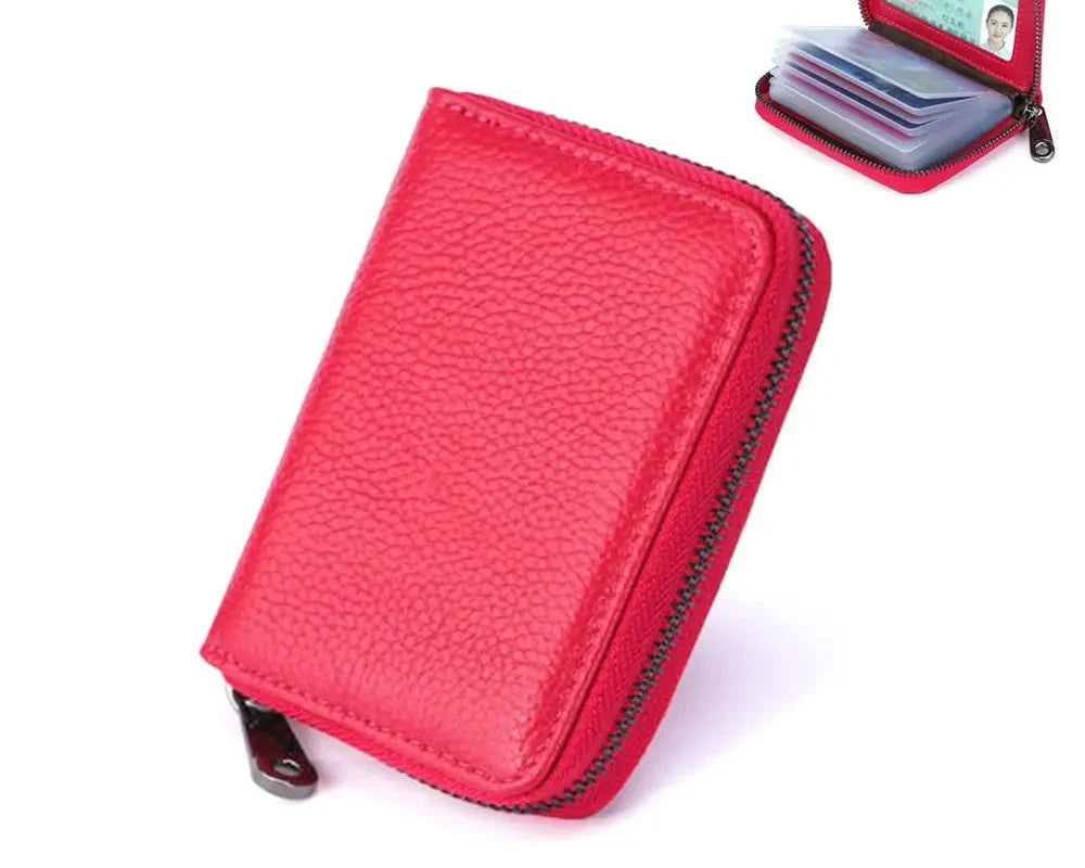 Large Capacity Zippered Card Holder with 20 Compartments in Faux Leather