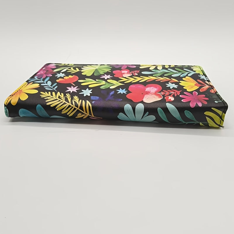 Bohemian Floral Checkbook Holder with Integrated Pen Loop