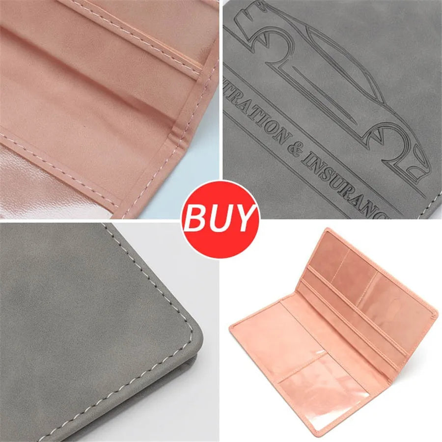 PU Leather Car Document Holder for Insurance, License, and Important Cards