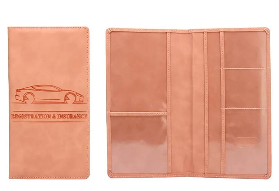 PU Leather Car Document Holder for Insurance, License, and Important Cards