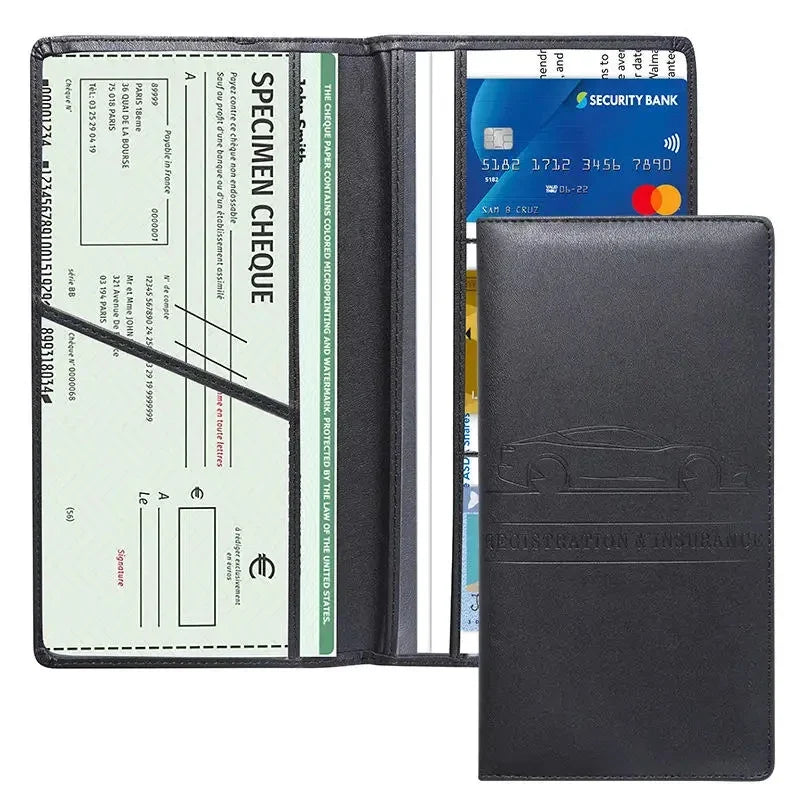 PU Leather Car Document Holder for Registration and License with Card Storage
