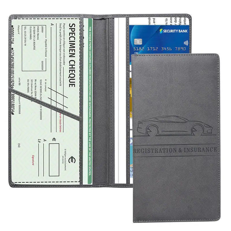 PU Leather Car Document Holder for Registration and License with Card Storage