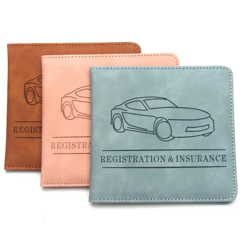 PU Leather Car Document Holder for Registration and Insurance with Snap Closure