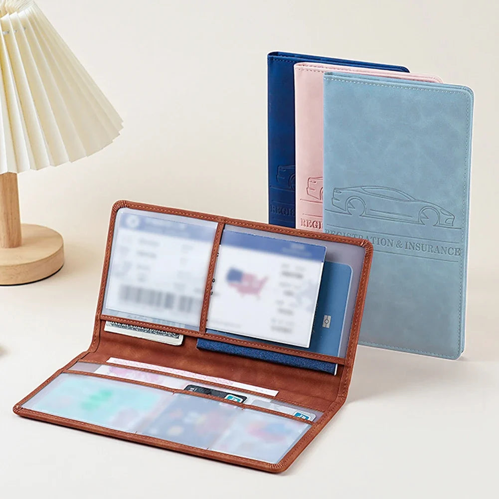 PU Leather Car Document Holder for Registration, Insurance, and License