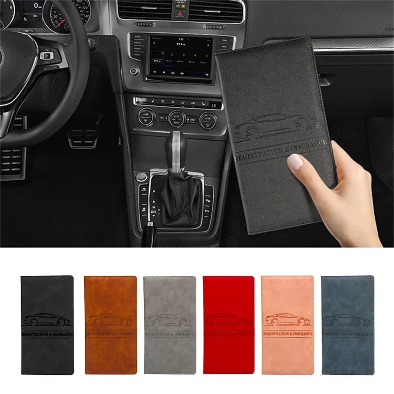 PU Leather Car Document Holder for License and Registration with Card Storage