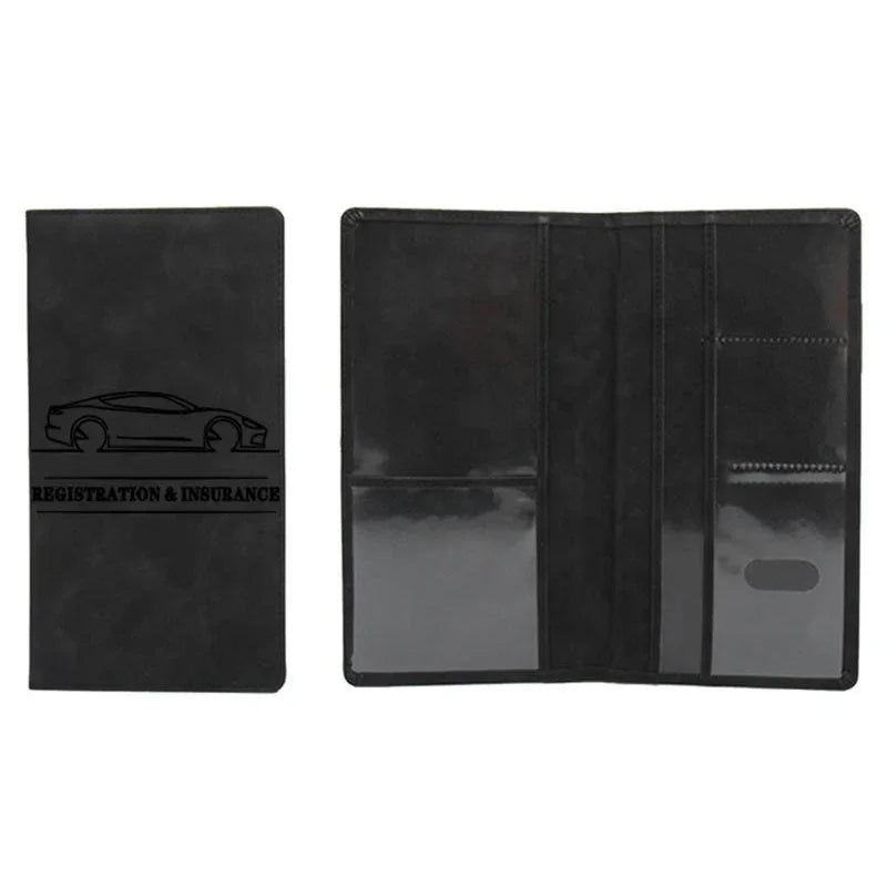 PU Leather Car Document Holder for License and Registration with Card Storage