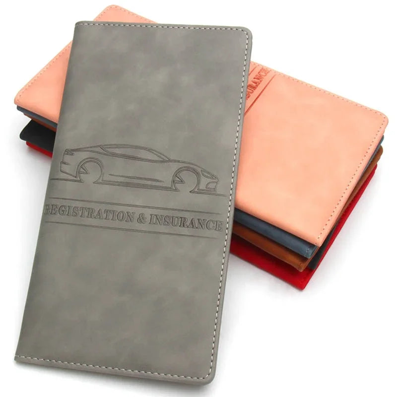 PU Leather Car Document Holder for License and Registration with Card Storage