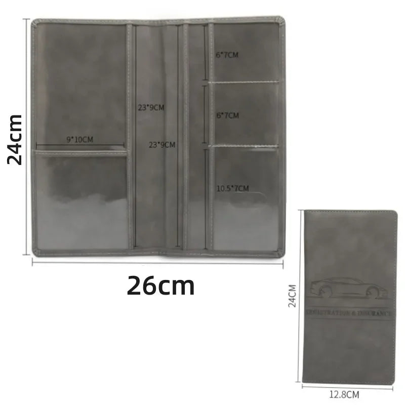 PU Leather Car Document Holder for License and Registration with Card Storage