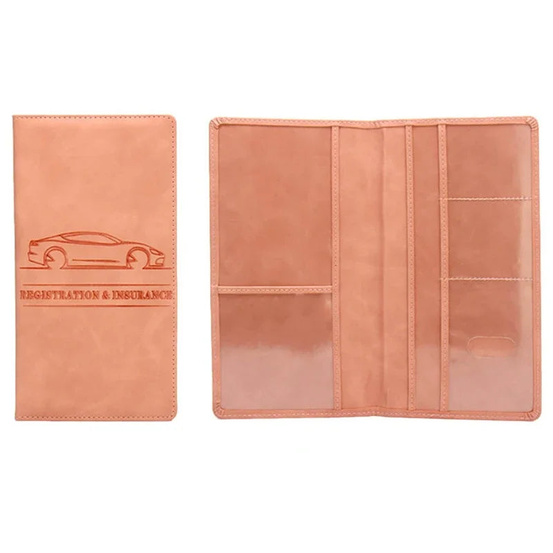 PU Leather Car Document Holder for License and Registration with Card Storage