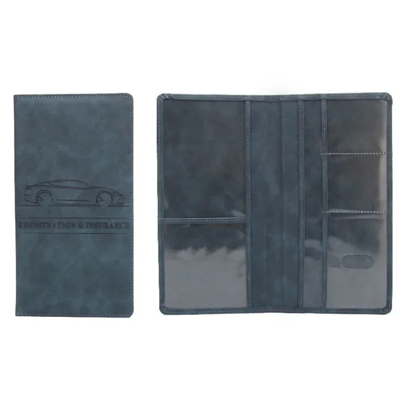 PU Leather Car Document Holder for License and Registration with Card Storage