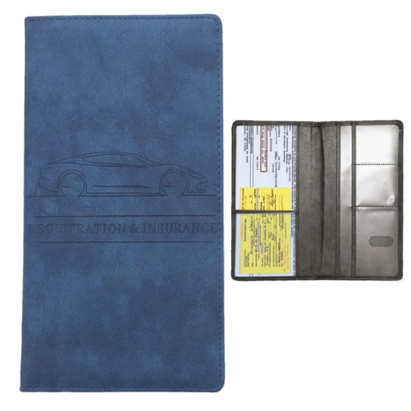 Men's Denim and PU Leather Car Document Holder for Registration and License