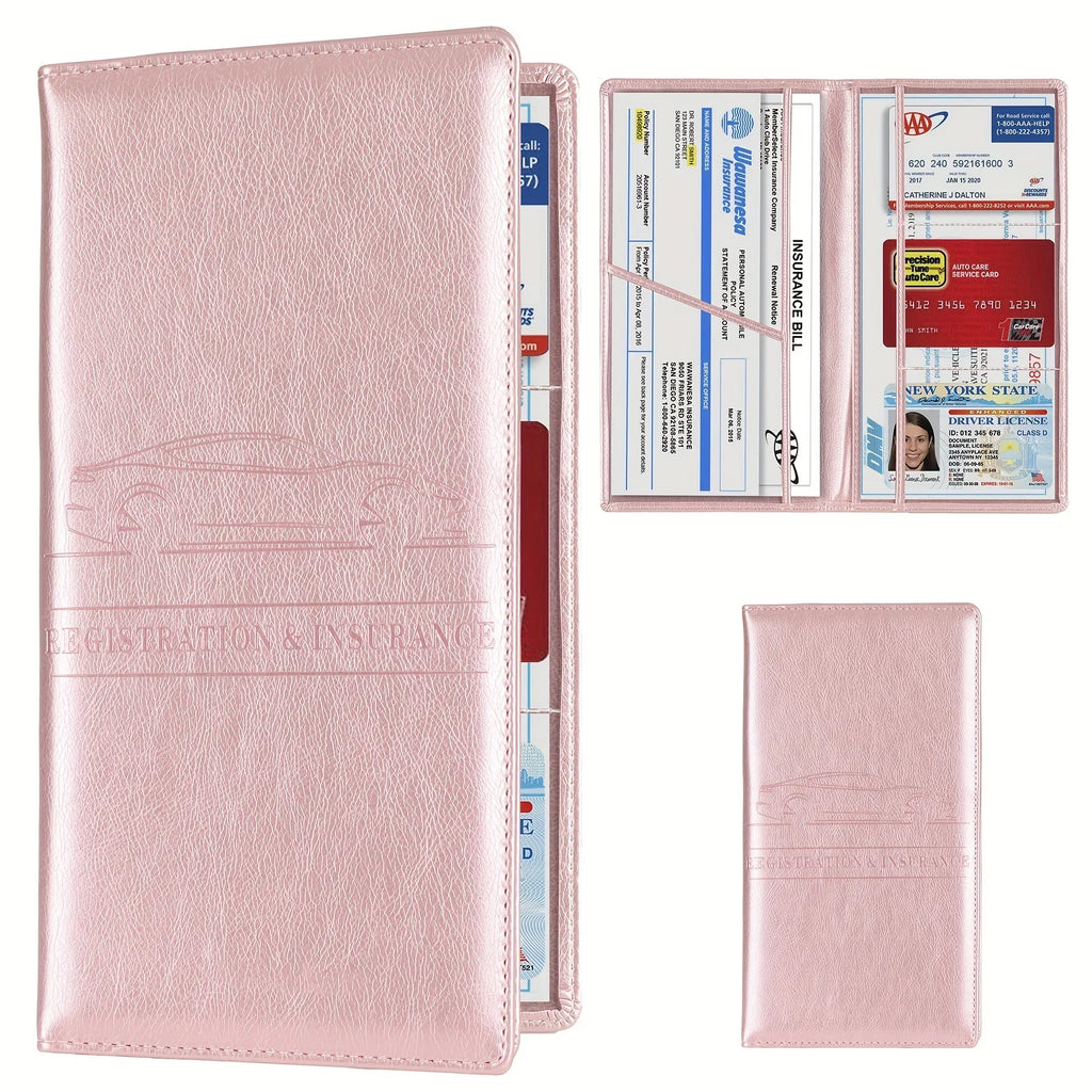 Men's Denim and PU Leather Car Document Holder for Registration and License