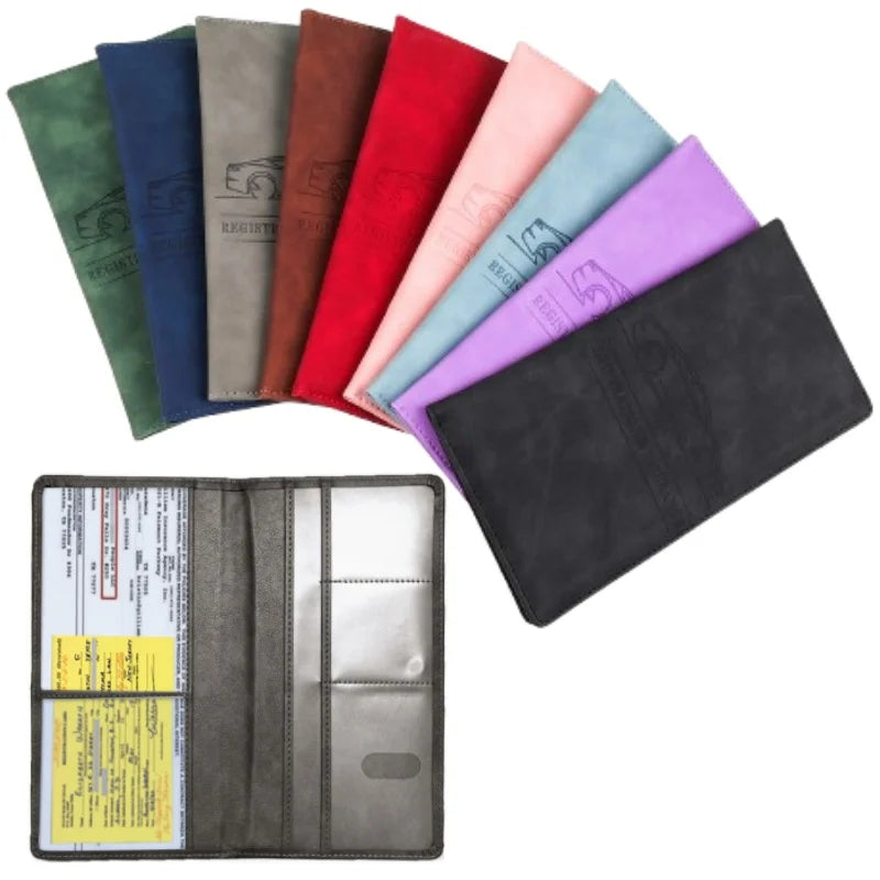 Men's Denim and PU Leather Car Document Holder for Registration and License