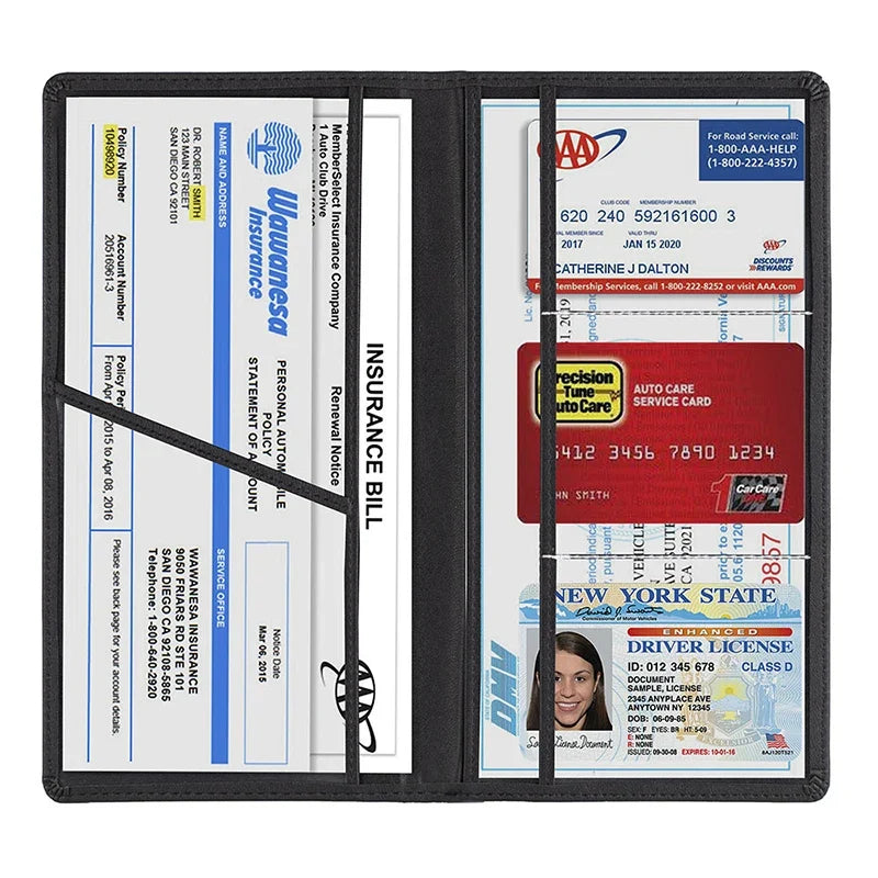 Waterproof PU Leather Car Document Holder for Registration and Insurance