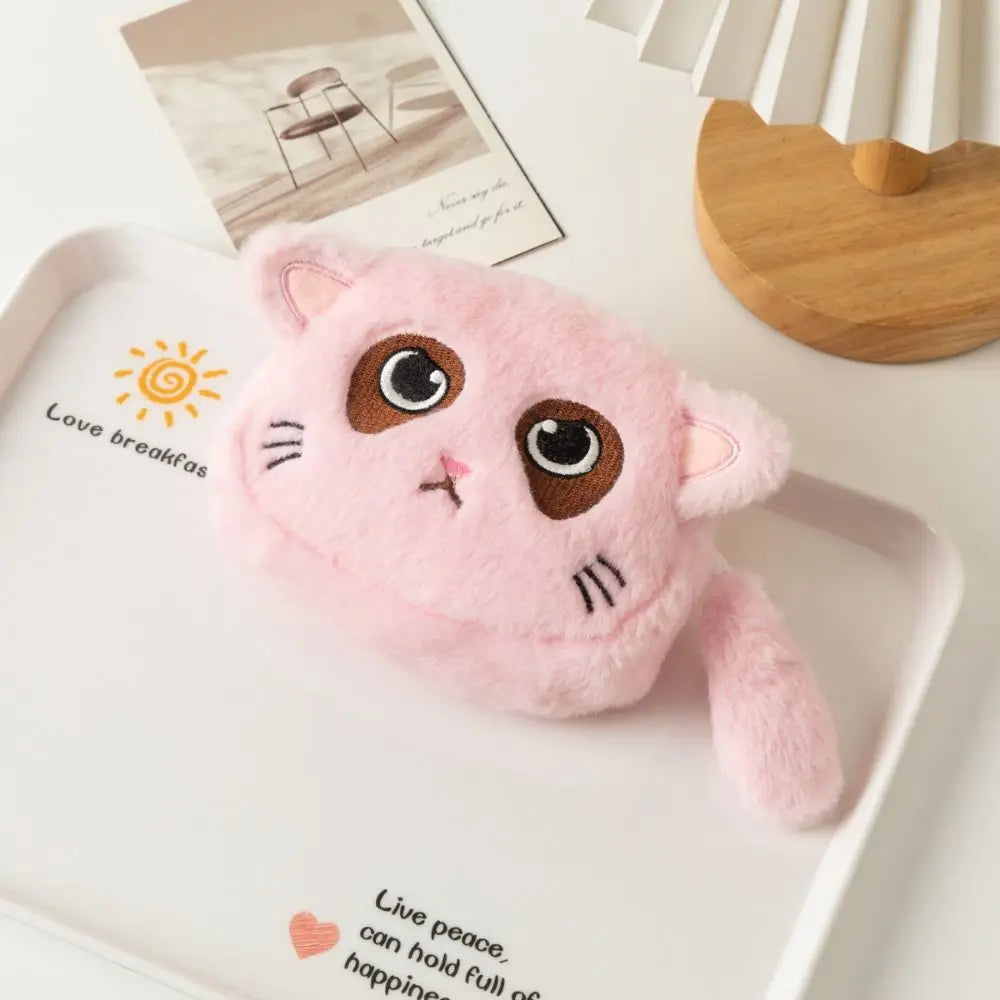 Kawaii Cat Plush Zipper Wallet with Wrist Strap