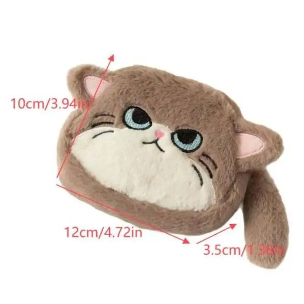 Kawaii Cat Plush Zipper Wallet with Wrist Strap
