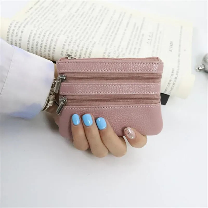 Compact Multi-Compartment PU Leather Wallet with Keyring