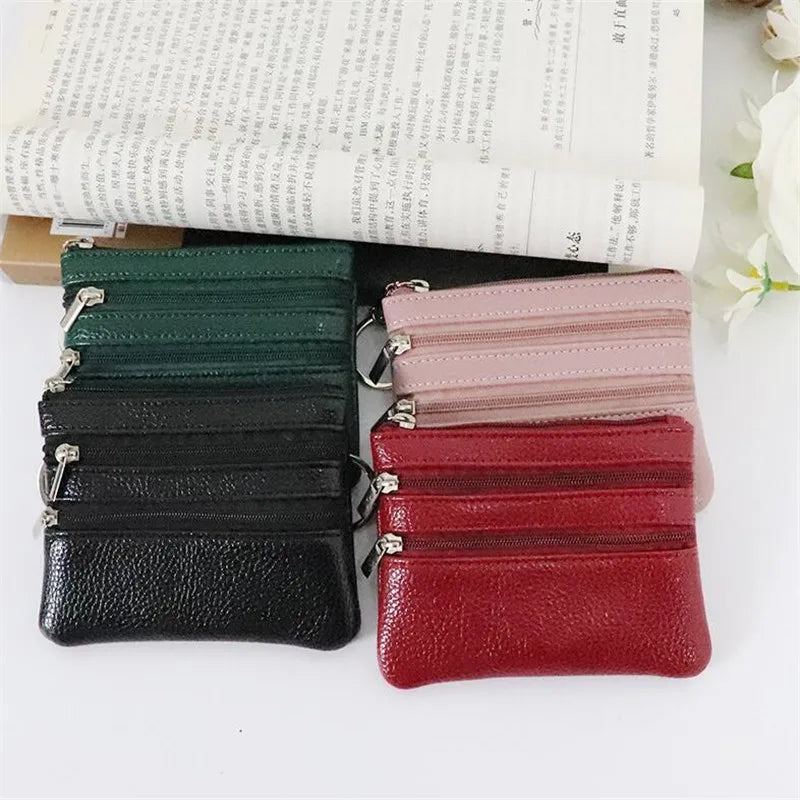 Compact Multi-Compartment PU Leather Wallet with Keyring