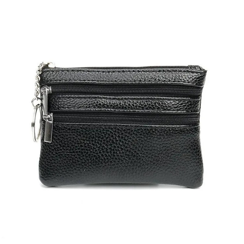 Compact Multi-Compartment PU Leather Wallet with Keyring Image