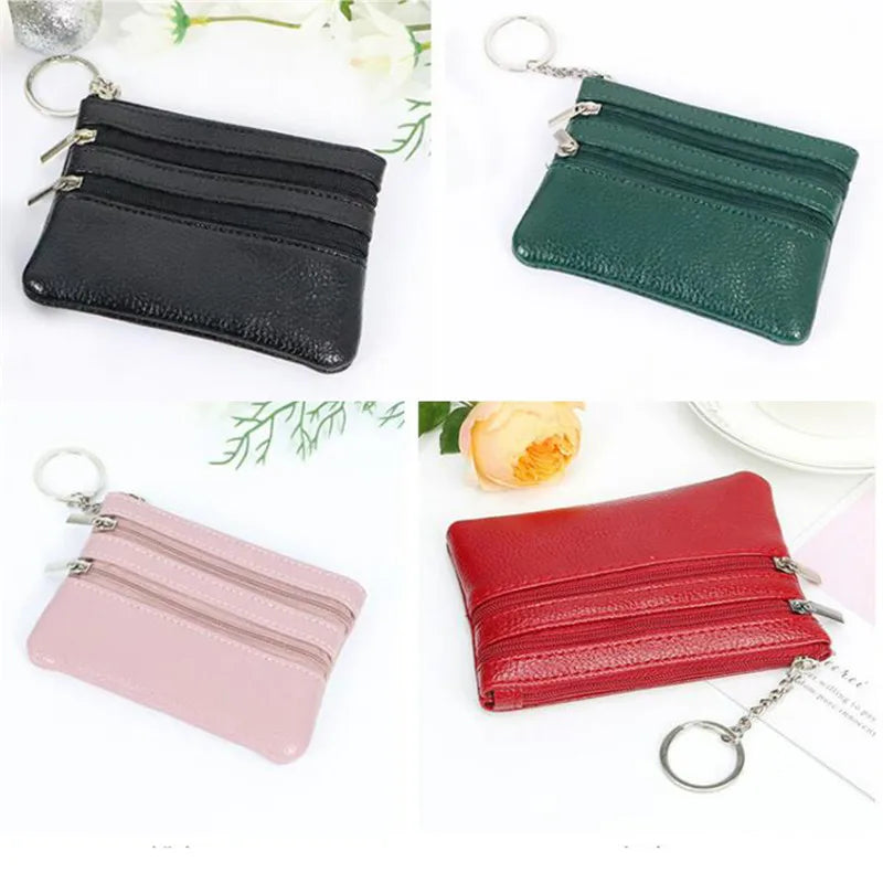 Compact Multi-Compartment PU Leather Wallet with Keyring