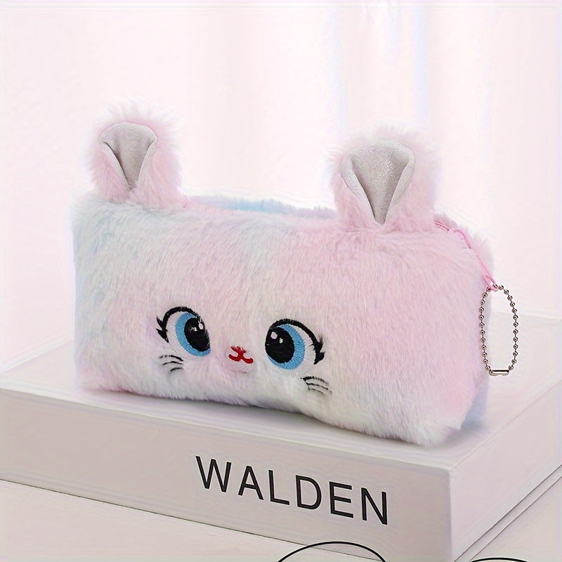 Girls' Faux Fur Cat Wallet, 20 x 10 cm