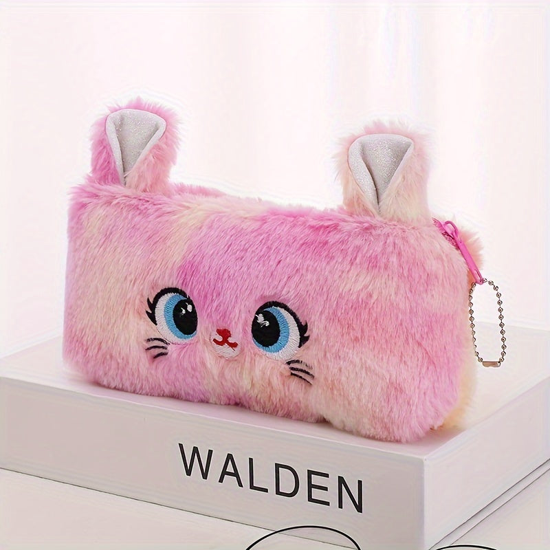 Girls' Faux Fur Cat Wallet, 20 x 10 cm Image