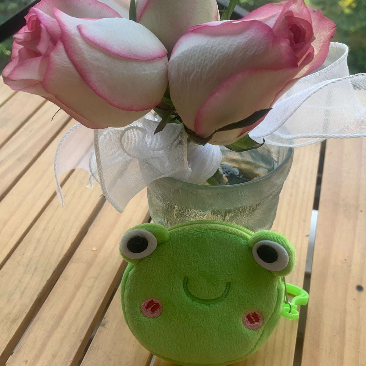Child Plush Coin Purse with Clip, Bee or Frog